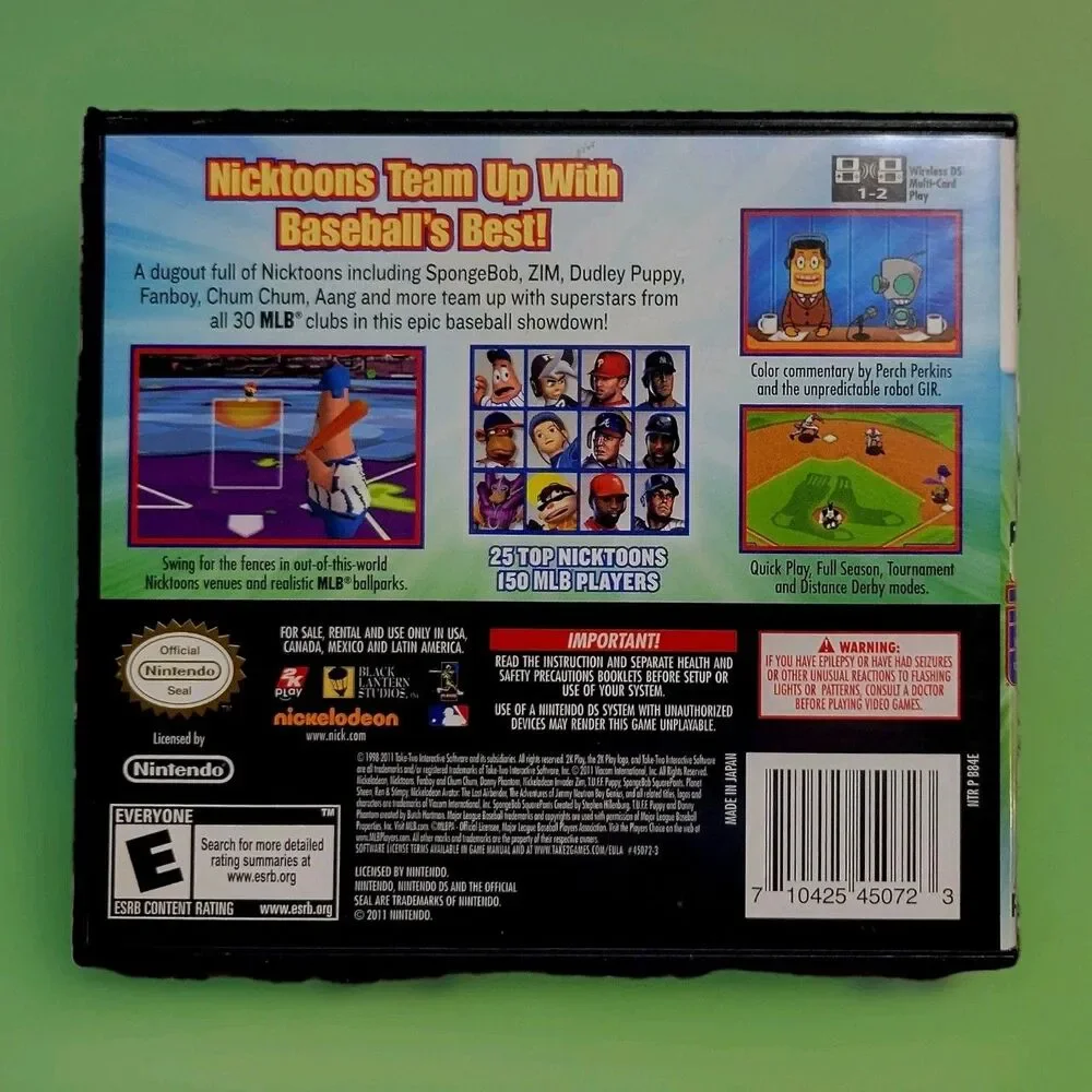 Nintendo DS Nick Toons MLB CIB, MANUAL, TESTED, CASE, FAST SHIPPING